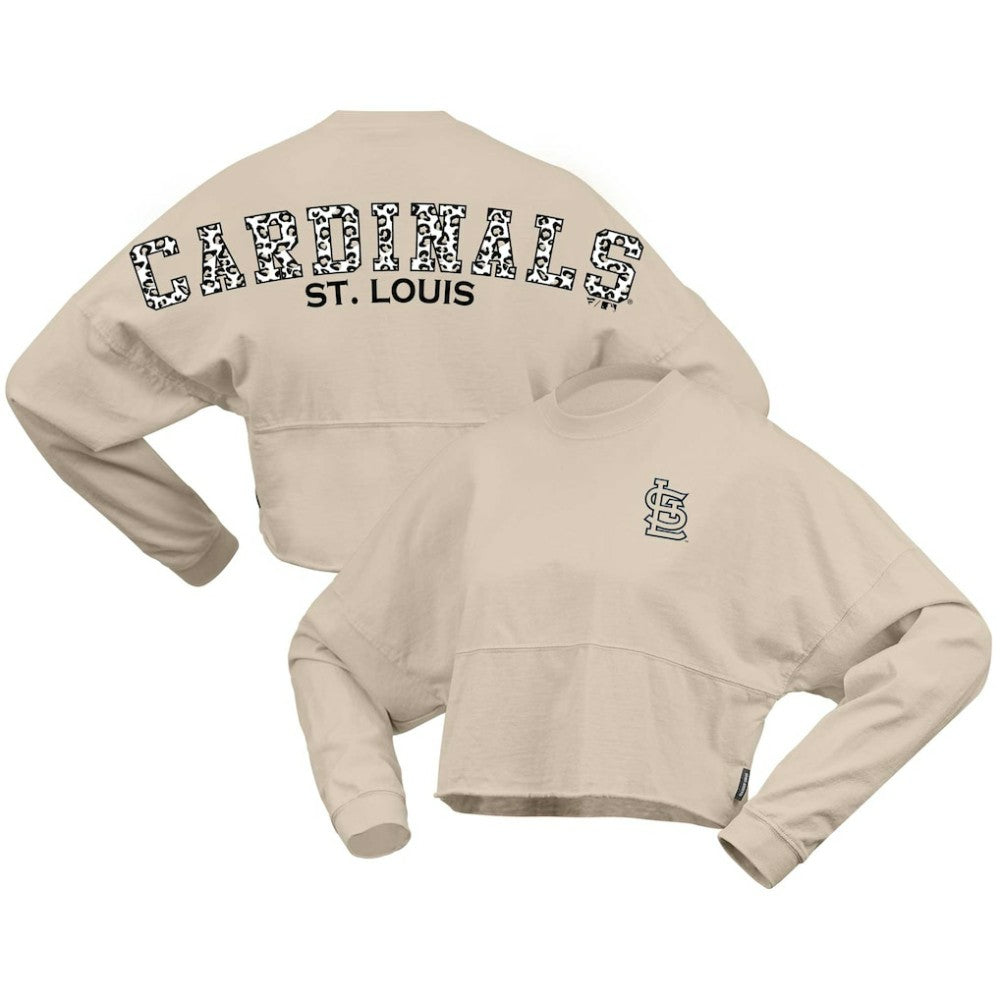 St. Louis Cardinals Women's Long Sleeve Cropped Jersey T-Shirt - Cream