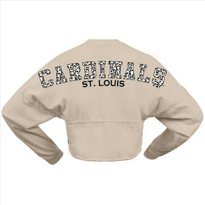 St. Louis Cardinals Women's Long Sleeve Cropped Jersey T-Shirt - Cream