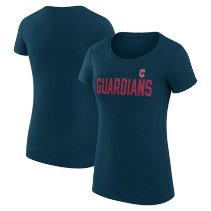 Cleveland Guardians G-III 4Her by Carl Banks Women's Super-Slim Fit Lightweight Dot Print T-Shirt - Navy