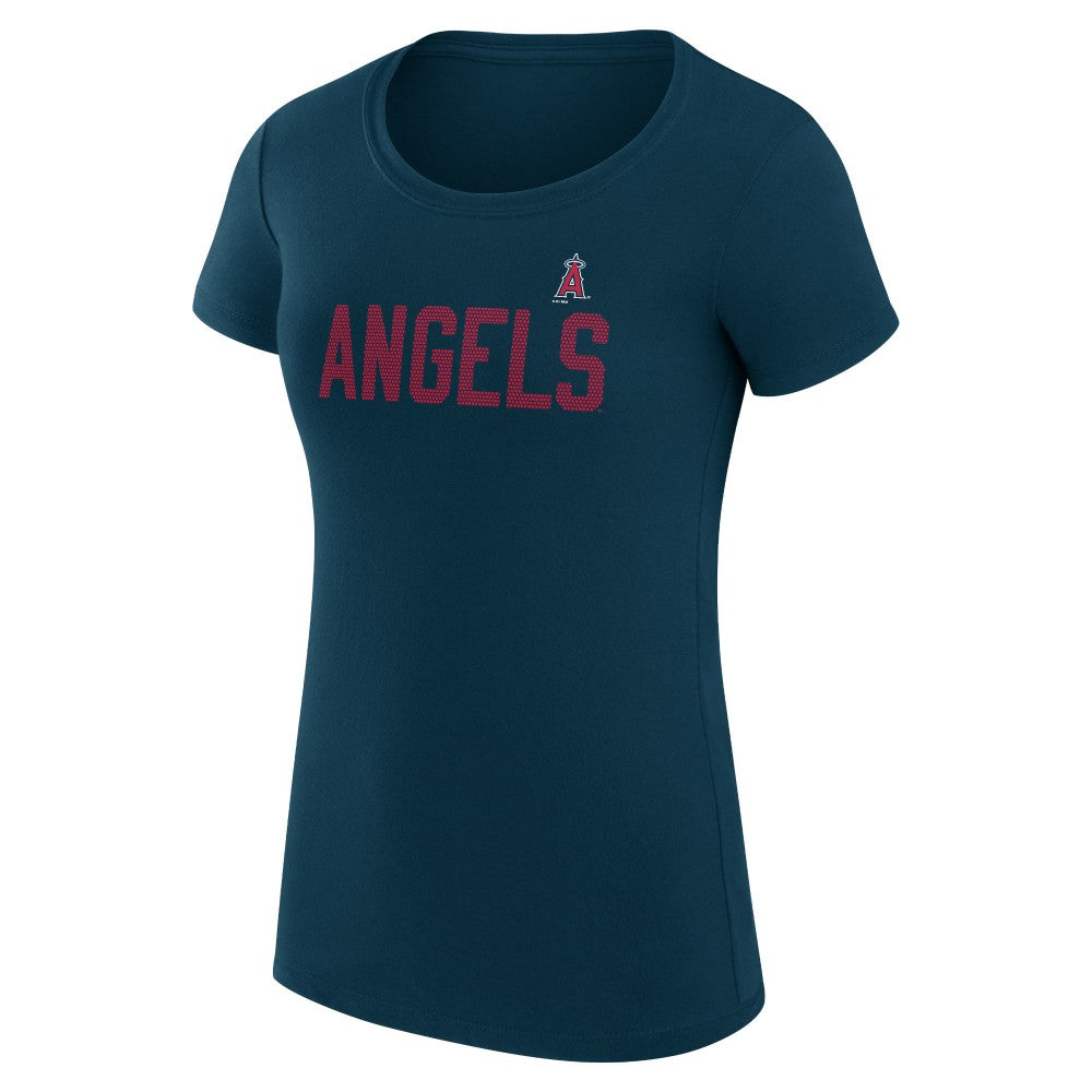 Los Angeles Angels G-III 4Her by Carl Banks Women's Super-Slim Fit Lightweight Dot Print T-Shirt - Navy