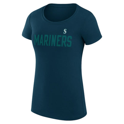 Seattle Mariners G-III 4Her by Carl Banks Women's Super-Slim Fit Lightweight Dot Print T-Shirt - Navy