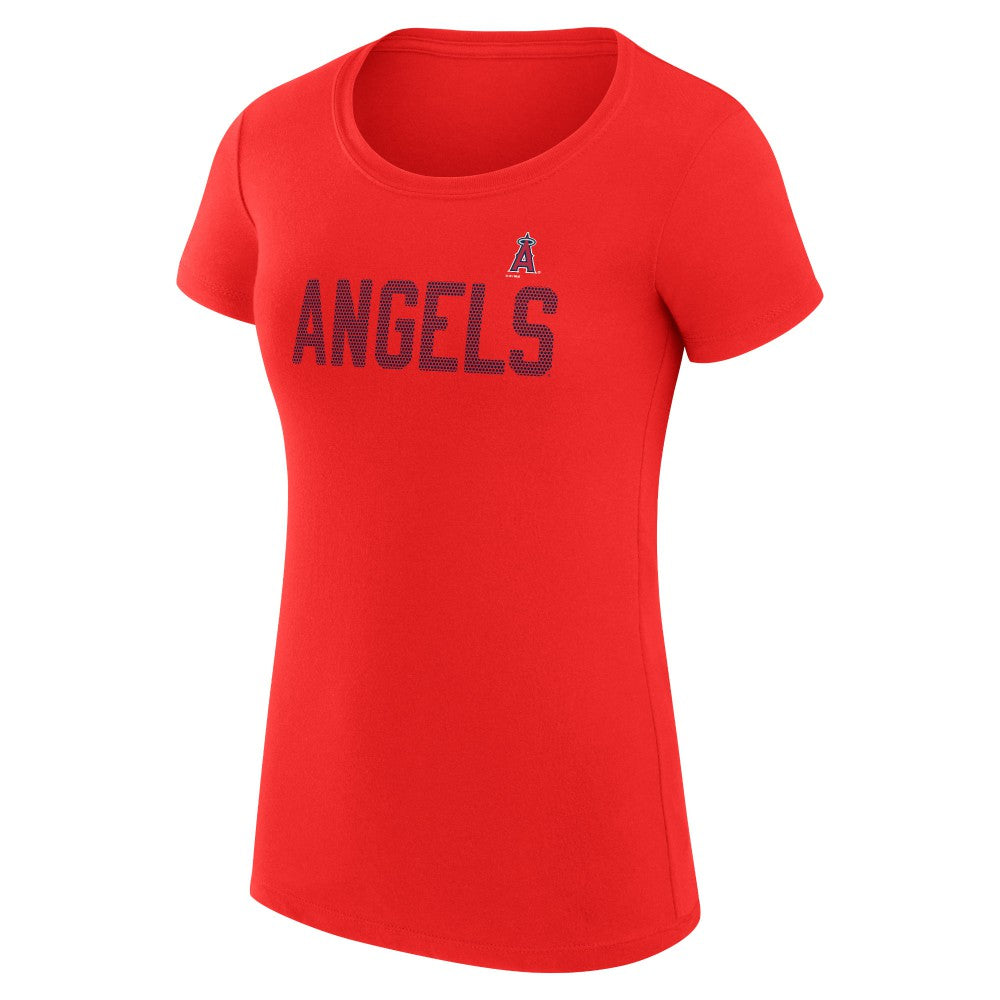 Los Angeles Angels G-III 4Her by Carl Banks Women's Super-Slim Fit Lightweight Dot Print T-Shirt - Red
