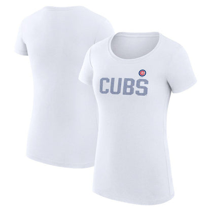Chicago Cubs G-III 4Her by Carl Banks Women's Super-Slim Fit Lightweight Dot Print T-Shirt - White