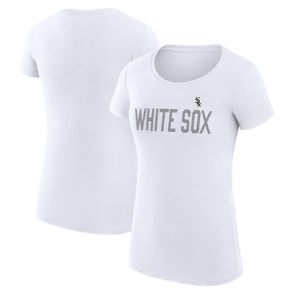 Chicago White Sox G-III 4Her by Carl Banks Women's Super-Slim Fit Lightweight Dot Print T-Shirt - White
