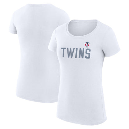 Minnesota Twins G-III 4Her by Carl Banks Women's Super-Slim Fit Lightweight Dot Print T-Shirt - White