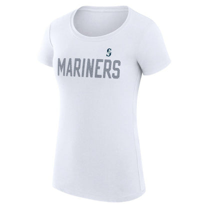 Seattle Mariners G-III 4Her by Carl Banks Women's Super-Slim Fit Lightweight Dot Print T-Shirt - White