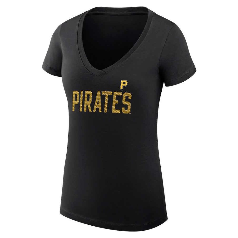 Pittsburgh Pirates G-III 4Her by Carl Banks Women's Super-Slim Fit Lightweight Dot Print V-Neck T-Shirt - Black