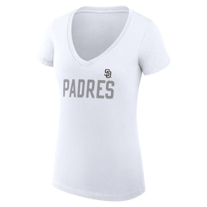San Diego Padres G-III 4Her by Carl Banks Women's Super-Slim Fit Lightweight Dot Print V-Neck T-Shirt - White