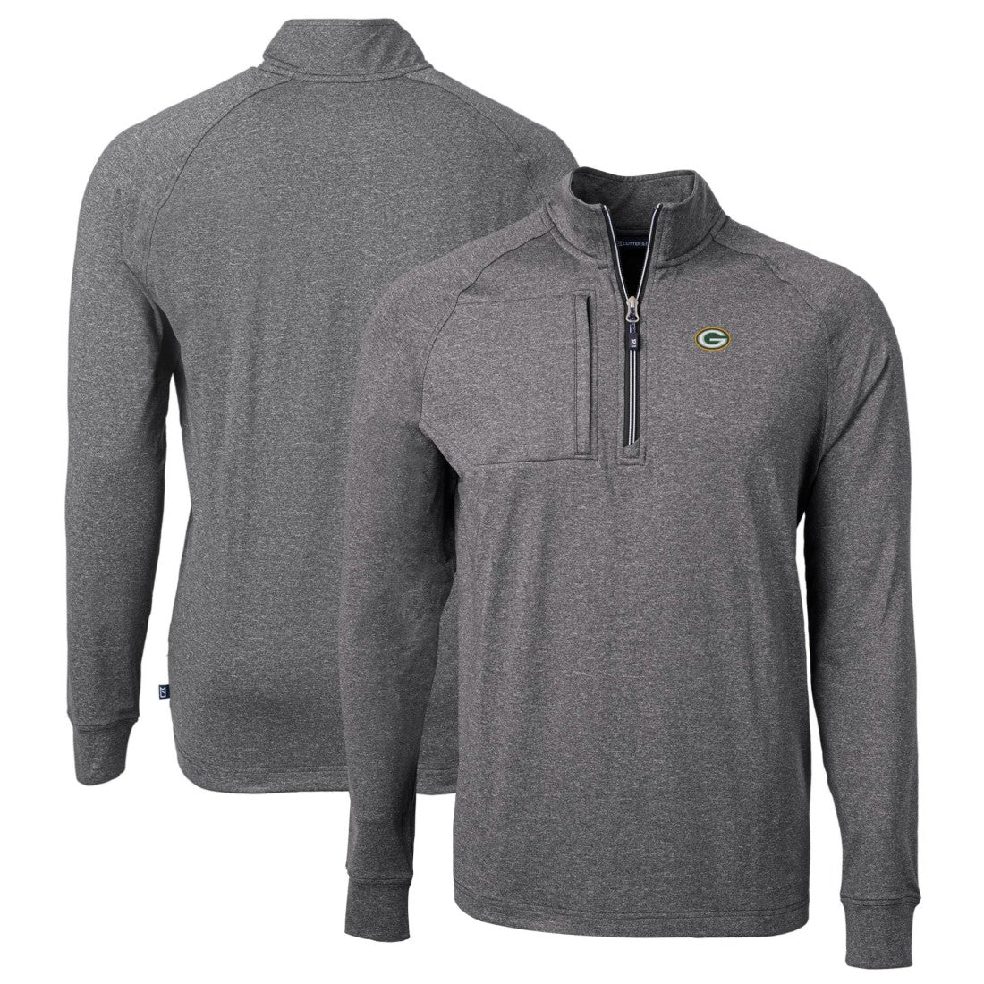 Green Bay Packers Cutter & Buck Big & Tall Adapt Eco Knit Quarter-Zip Pullover Top - Heather Black outlet