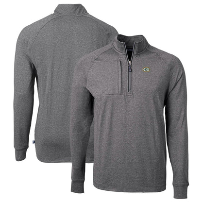 Green Bay Packers Cutter & Buck Big & Tall Adapt Eco Knit Quarter-Zip Pullover Top - Heather Black outlet