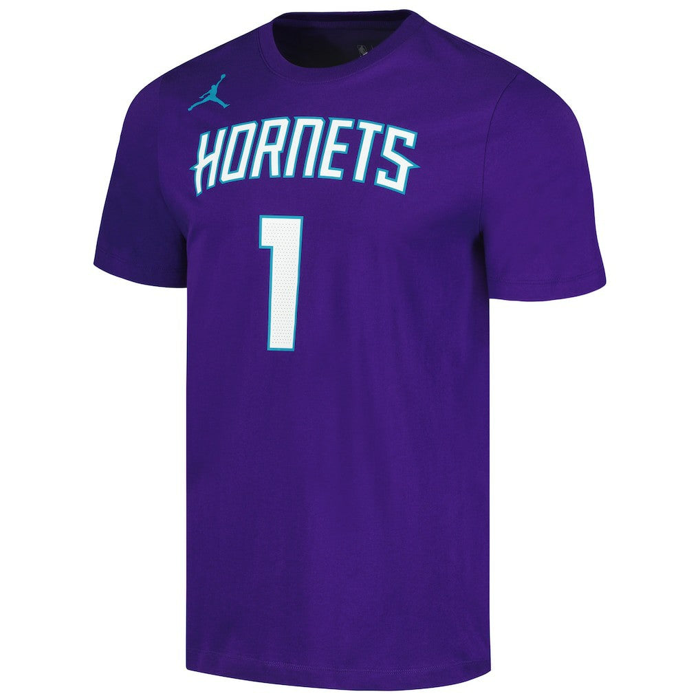 LaMelo Ball Charlotte Hornets Jordan Brand 2022/23 Statement Edition Name & Number T-Shirt - Purple outlet