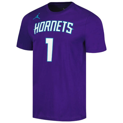 LaMelo Ball Charlotte Hornets Jordan Brand 2022/23 Statement Edition Name & Number T-Shirt - Purple outlet