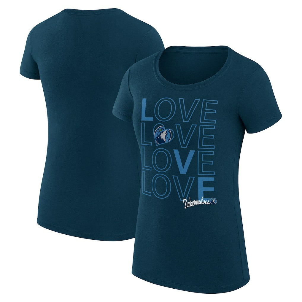 Minnesota Timberwolves G-III 4Her by Carl Banks Women's Super-Slim Fit Lightweight Basketball Love T-Shirt - Navy sale