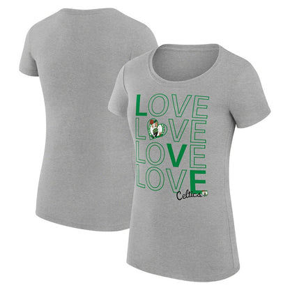 Boston Celtics G-III 4Her by Carl Banks Women's Super-Slim Fit Lightweight Basketball Love T-Shirt - Heather Gray for sale