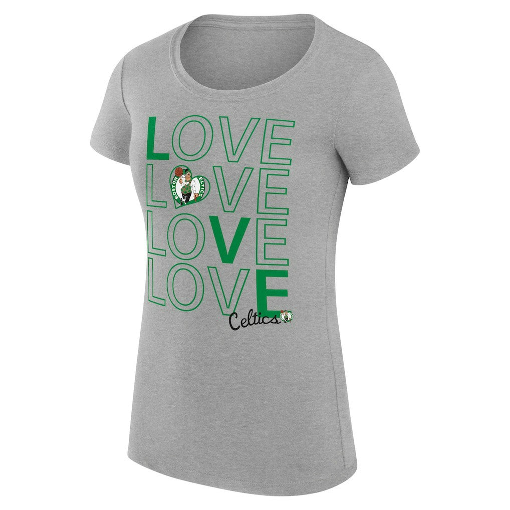 Boston Celtics G-III 4Her by Carl Banks Women's Super-Slim Fit Lightweight Basketball Love T-Shirt - Heather Gray for sale