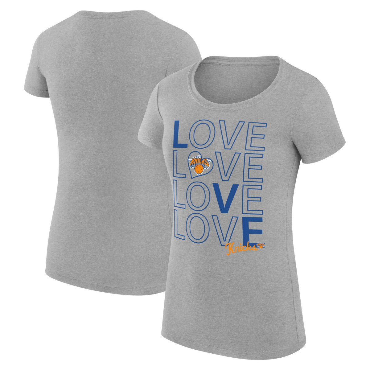 New York Knicks G-III 4Her by Carl Banks Women's Super-Slim Fit Lightweight Basketball Love T-Shirt - Heather Gray for sale