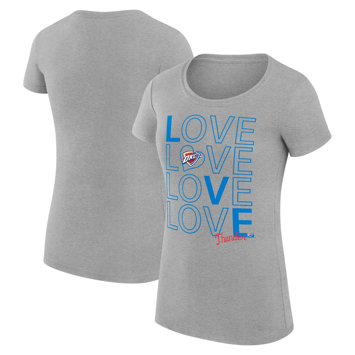 Oklahoma City Thunder G-III 4Her by Carl Banks Women's Super-Slim Fit Lightweight Basketball Love T-Shirt - Heather Gray for sale