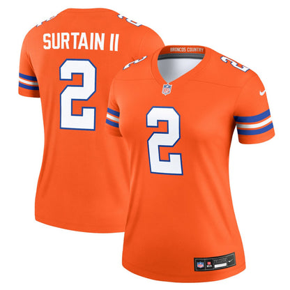 Patrick Surtain II Denver Broncos Women's Alternate Legend Player Performance Top - Mile High Collection 1977 Throwback Orange | Nike online