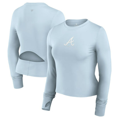 Atlanta Braves Women's Studio Fitted Long Sleeve Gym Top  - Light Blue