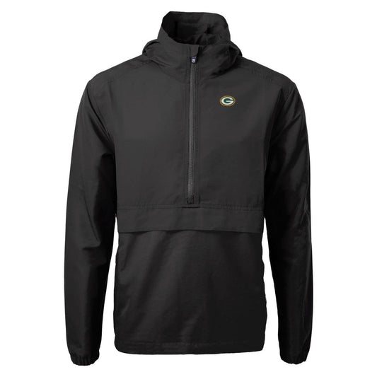 Green Bay Packers Cutter & Buck Charter Eco Recycled Anorak Half-Zip Jacket - Black cheap