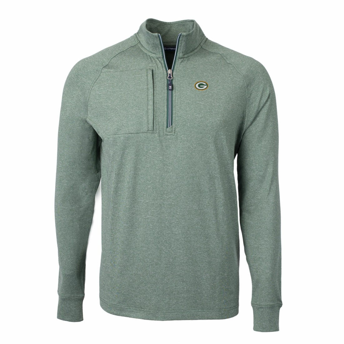 Green Bay Packers Cutter & Buck Adapt Eco Knit Quarter-Zip Pullover Top - Heather Green cheap