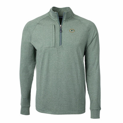 Green Bay Packers Cutter & Buck Adapt Eco Knit Quarter-Zip Pullover Top - Heather Green cheap