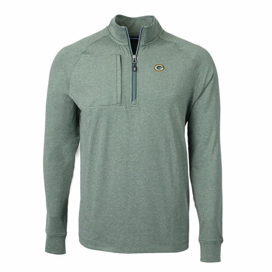 Green Bay Packers Cutter & Buck Adapt Eco Knit Quarter-Zip Pullover Top - Heather Green cheap