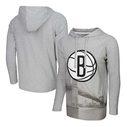 Brooklyn Nets Stadium Essentials Atrium Raglan Long Sleeve Hoodie T-Shirt - Heather Gray on sale