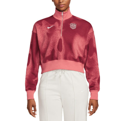 USMNT Women's Phoenix Fleece Cropped Quarter-Zip Jacket - Pink | Nike discount