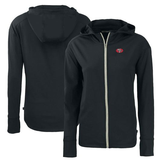 San Francisco 49ers Cutter & Buck Women's Throwback Daybreak Eco Recycled Half-Zip Hoodie - Black cheap
