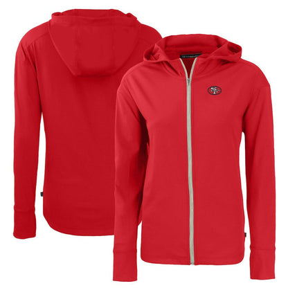 San Francisco 49ers Cutter & Buck Women's Throwback Daybreak Eco Recycled Half-Zip Hoodie - Scarlet discount