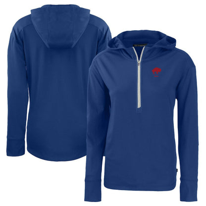 Buffalo Bills Cutter & Buck Women's Throwback Daybreak Eco Recycled Half-Zip Hoodie - Royal for sale