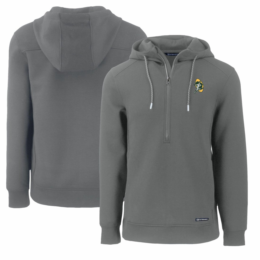 Green Bay Packers Cutter & Buck Throwback Roam Eco Half-Zip Recycled Pullover Hoodie - Gray online