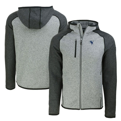 Indianapolis Colts Cutter & Buck Throwback Mainsail Sweater-Knit Full-Zip Hoodie - Heather Gray/Heather Charcoal discount