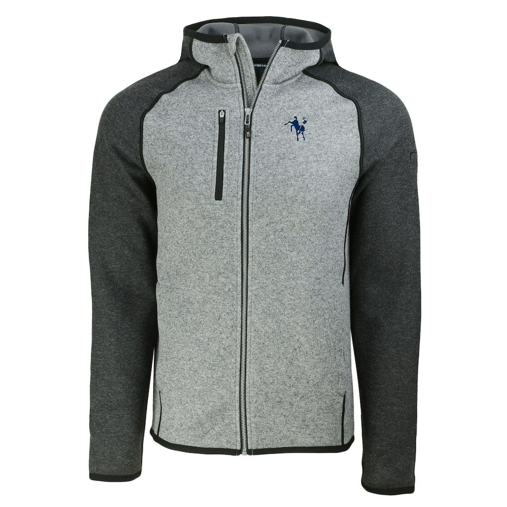 Indianapolis Colts Cutter & Buck Throwback Mainsail Sweater-Knit Full-Zip Hoodie - Heather Gray/Heather Charcoal discount