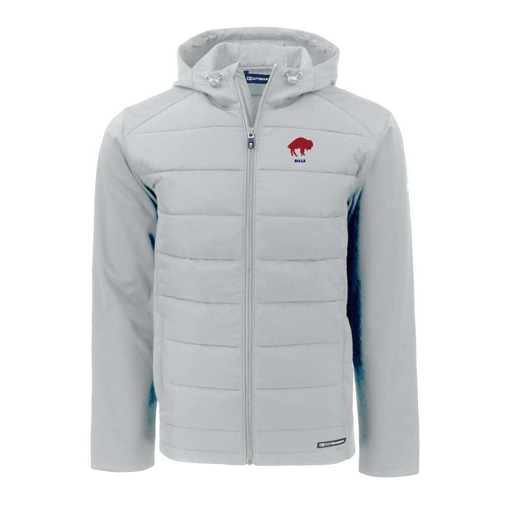 Buffalo Bills Cutter & Buck Throwback Evoke Hybrid Eco Softshell Recycled Full-Zip Hoodie Jacket - Gray for sale