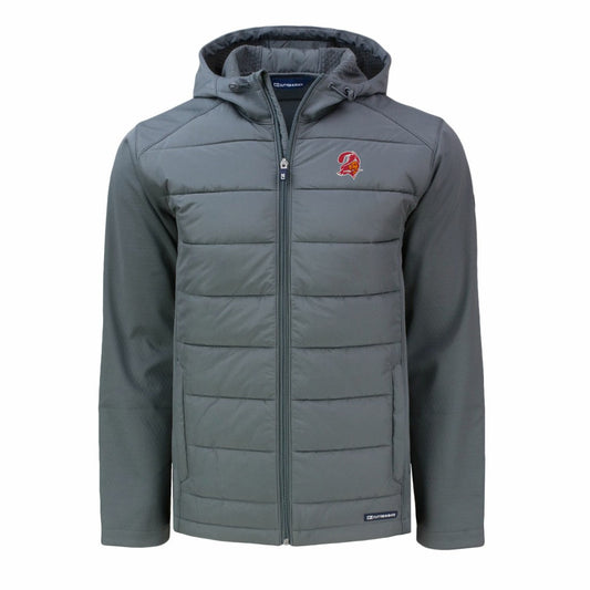 Tampa Bay Buccaneers Cutter & Buck Throwback Evoke Hybrid Eco Softshell Recycled Full-Zip Hoodie Jacket - Gray outlet