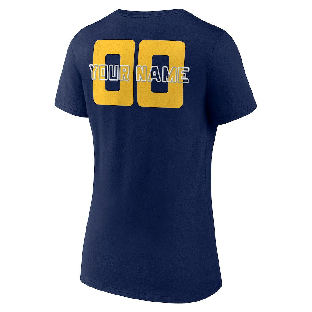 Denver Nuggets Women's Stellar Personalized Name & Number V-Neck T-Shirt sale - Navy for sale
