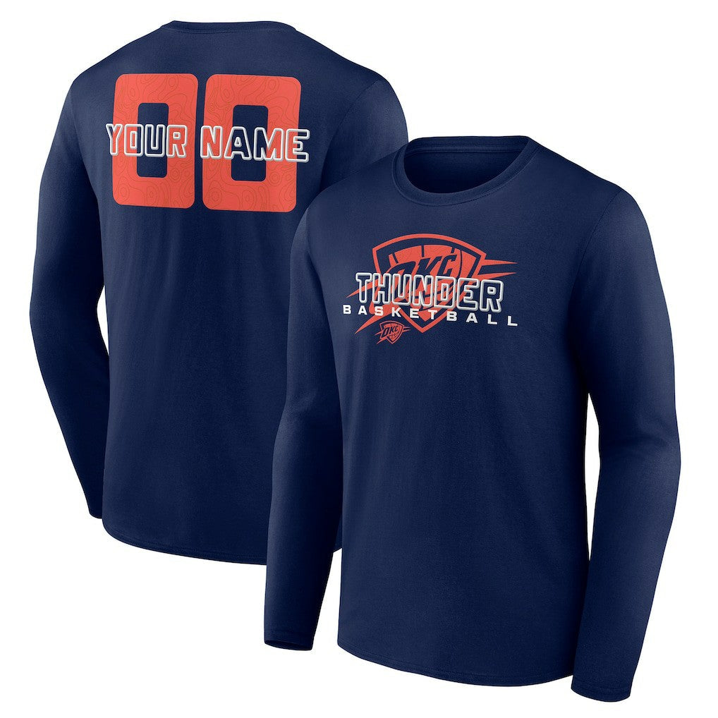 Oklahoma City Thunder Stellar Personalized Name & Number Long Sleeve T-Shirt - Navy on sale
