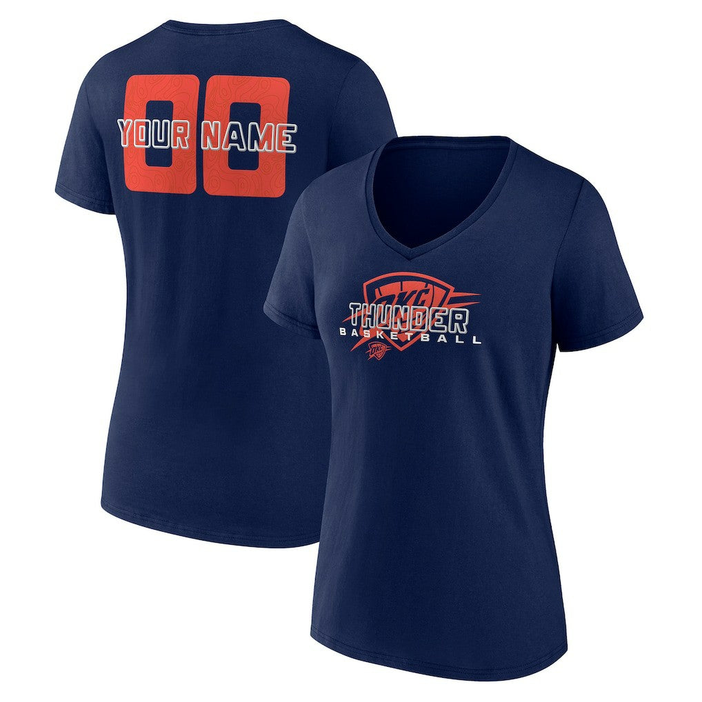 Oklahoma City Thunder Women's Stellar Personalized Name & Number V-Neck T-Shirt - Navy sale