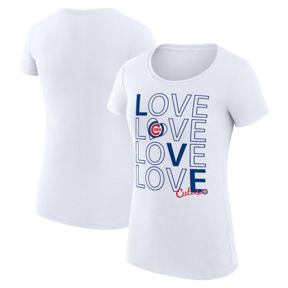 Chicago Cubs G-III 4Her by Carl Banks Women's Super-Slim Fit Lightweight Love Graphic Team T-Shirt - White