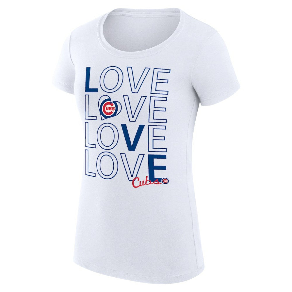 Chicago Cubs G-III 4Her by Carl Banks Women's Super-Slim Fit Lightweight Love Graphic Team T-Shirt - White