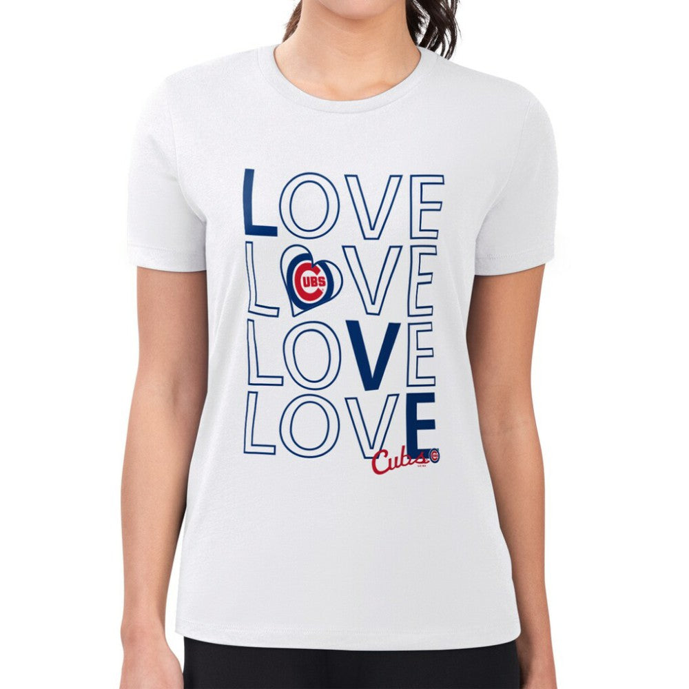 Chicago Cubs G-III 4Her by Carl Banks Women's Super-Slim Fit Lightweight Love Graphic Team T-Shirt - White