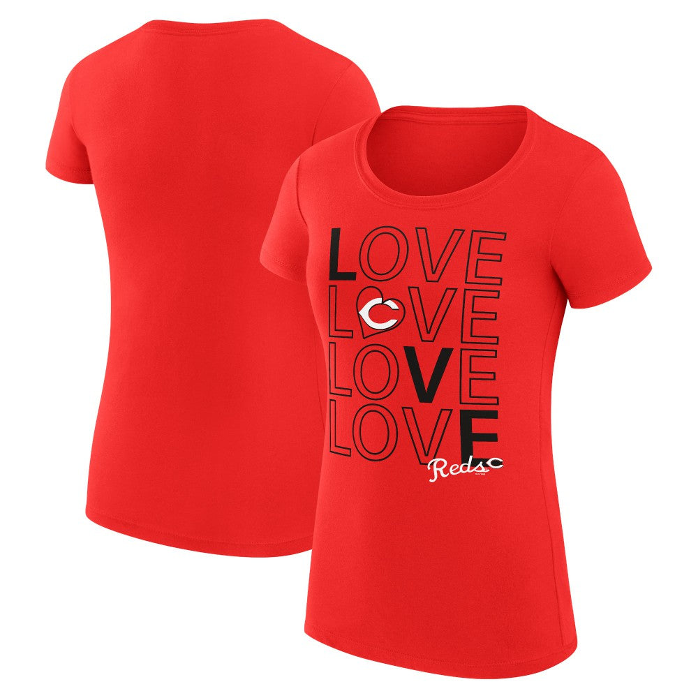 Cincinnati Reds G-III 4Her by Carl Banks Women's Super-Slim Fit Lightweight Love Graphic Team T-Shirt - Red