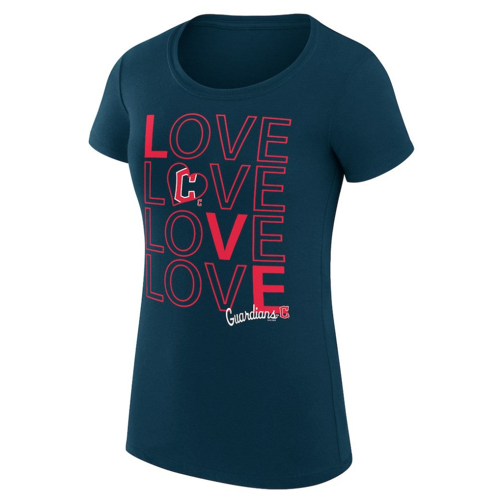 Cleveland Guardians G-III 4Her by Carl Banks Women's Super-Slim Fit Lightweight Love Graphic Team T-Shirt - Navy