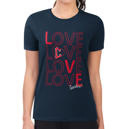 Cleveland Guardians G-III 4Her by Carl Banks Women's Super-Slim Fit Lightweight Love Graphic Team T-Shirt - Navy