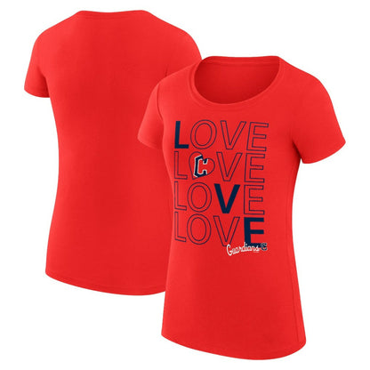 Cleveland Guardians G-III 4Her by Carl Banks Women's Super-Slim Fit Lightweight Love Graphic Team T-Shirt - Red