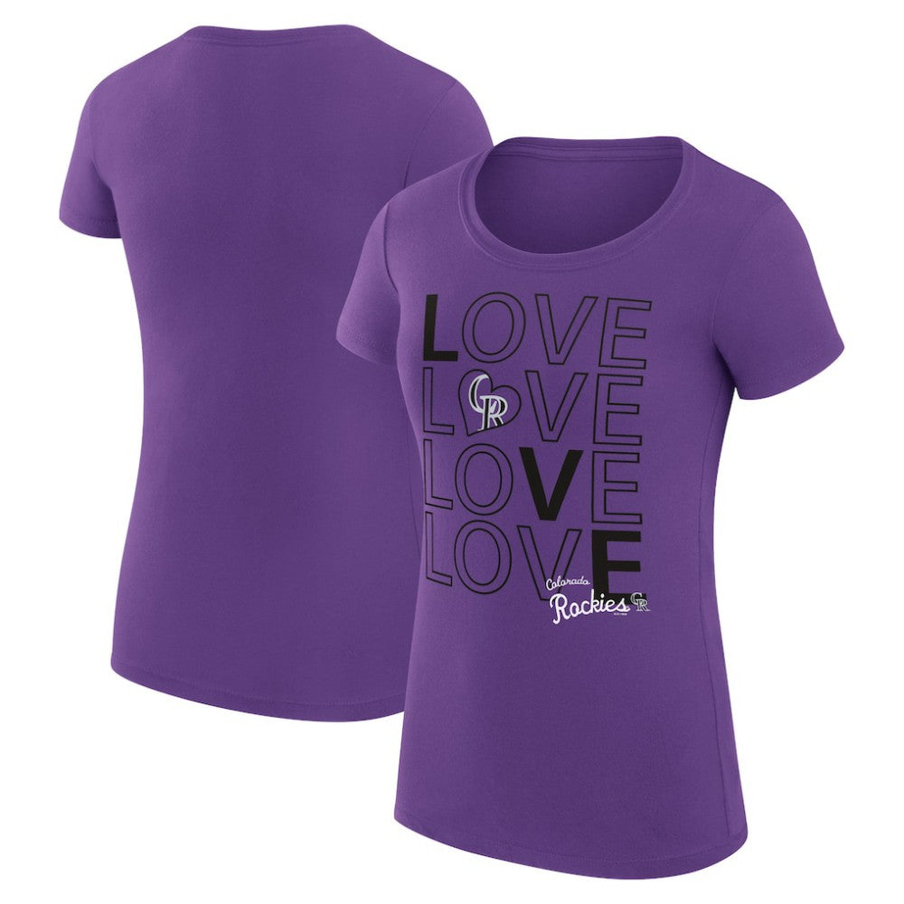 Colorado Rockies G-III 4Her by Carl Banks Women's Super-Slim Fit Lightweight Love Graphic Team T-Shirt - Purple