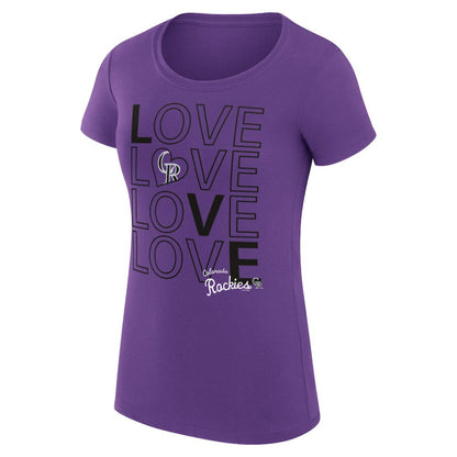 Colorado Rockies G-III 4Her by Carl Banks Women's Super-Slim Fit Lightweight Love Graphic Team T-Shirt - Purple