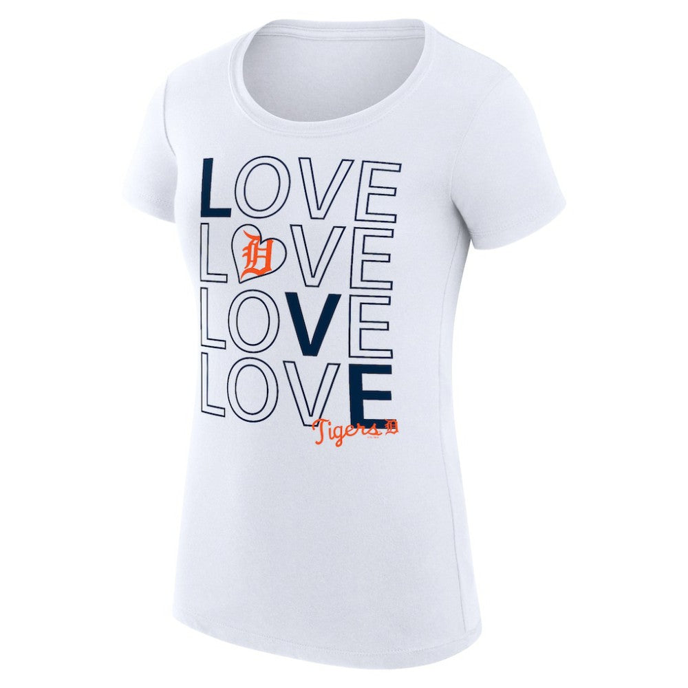 Detroit Tigers G-III 4Her by Carl Banks Women's Super-Slim Fit Lightweight Love Graphic Team T-Shirt - White